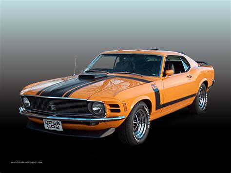 Download Ford Mustang Boss Orange Fastback Wallpaper Left Front By