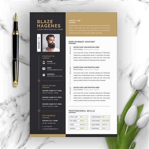 One Page Resume Template Etsy