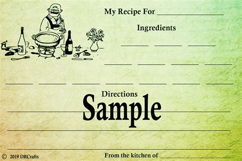 Printable Man Chef Recipe Cards 4x6 In Digital Instant Etsy