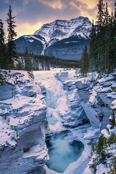 Athabasca Falls In Winter Jasper National Park Aberta