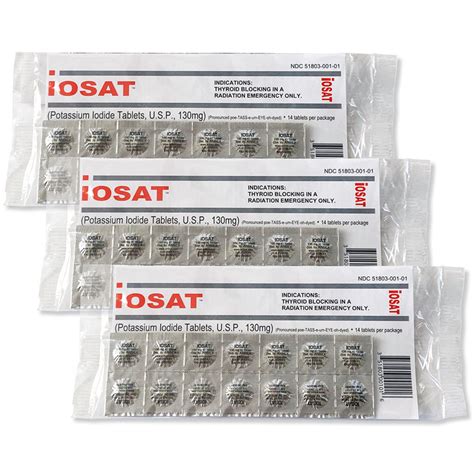 iosat potassium iodide tablets 14 per pack set of 3 42 doses personal safety security