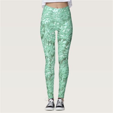 Mint Green Floral Lace Leggings Zazzle Lace Leggings Cute