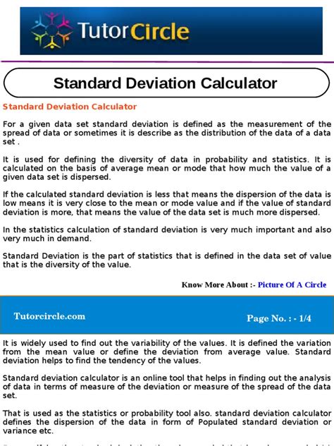 Standard Deviation Calculator | Standard Deviation | Mean