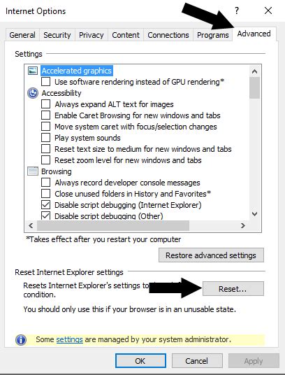 Internet Explorer 11 Internet Options