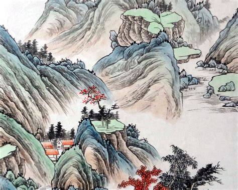 Hand Painted Shan Shui Painting Original Chinese Landscape Etsy