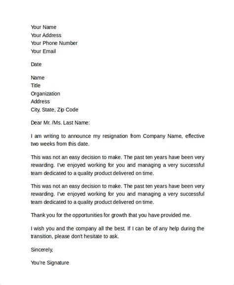 Free 7 2 Week Notice Letter Samples Documents In Ms Word