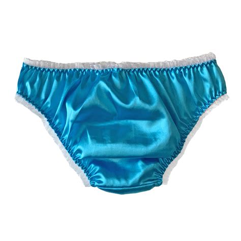 aqua blue satin frilly sissy panties bikini knicker underwear briefs size 6 20 ebay