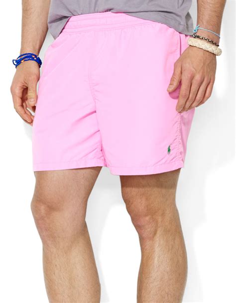 Lyst Polo Ralph Lauren Hawaiian Solid Swim Shorts In Pink For Men