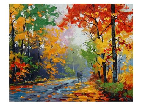 Fall Oil Painting Trees Painting Autumn Painting Artwork Etsy