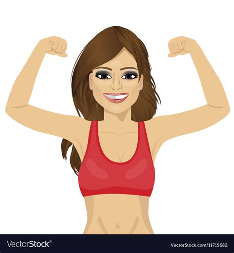 Girl Showing Her Muscles Royalty Free Vector Image