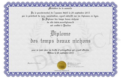 Diplome Des Temps Beaux Nichons