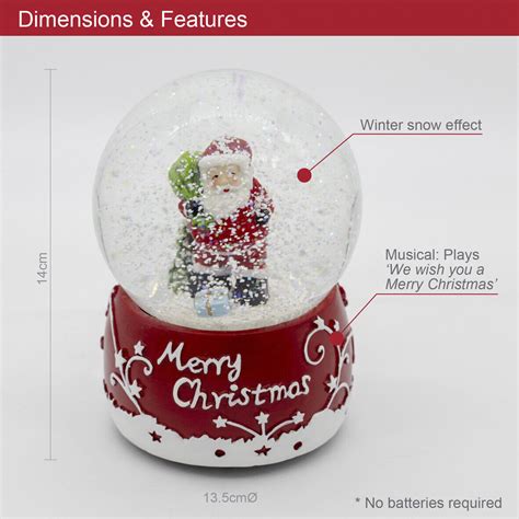 The Christmas Workshop Musical Snow Globes Various Styles Wind Up
