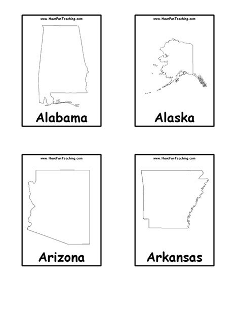 50 States Flash Cards Printable