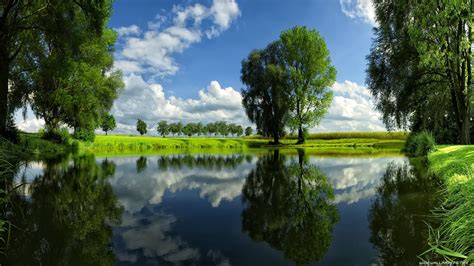 Green Clouds Landscapes Nature Lakes Wallpaper 1920x1080 87683