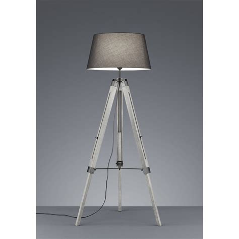 Trio Tripod Modern Grey Natural Wood Floor Lamp Ideas4lighting