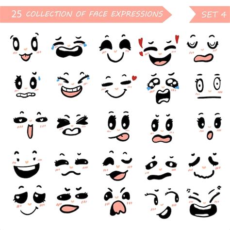 Colección De Emoticonos Cara Expresión Sentimientos Colección