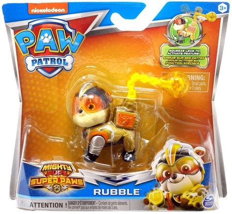 Paw Patrol Mighty Pups Super Paws Rubble Figure Spin Master Toywiz