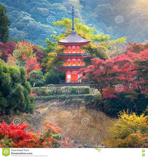 Red Pagoda At Kiyomizu Dera In Japan Stock Photo Image Of Chinese