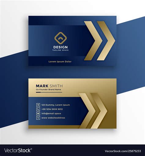 Stylish Premium Gold Business Card Design Vector Image