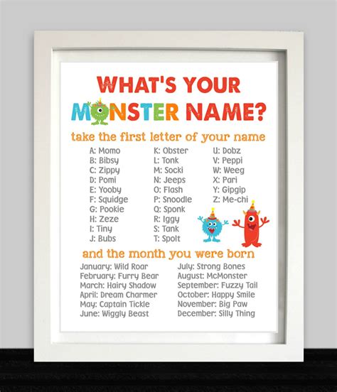 Monster Party Sign Whats Your Monster Name Monster Etsy In