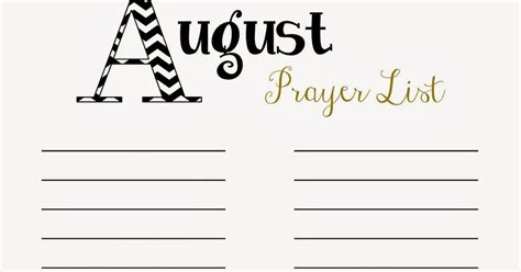 Doodles And Stitches Prayer List Printable August