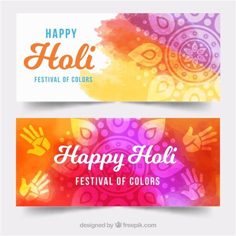 Free Vector Elegant Colorful Holi Festival Banners