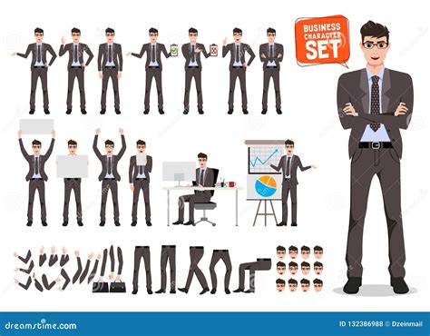 Male Business Character Vector Set Cartoon Character Creation Of