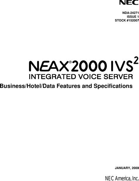 Nec Neax 2000 User Guide Mzaermy