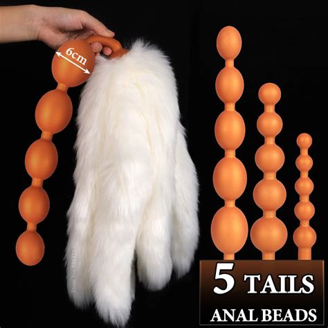 New Super Long 5 Tailed Fox Cosplay Huge Anal Beads Big Butt Plug Sex