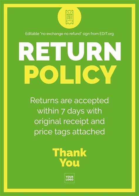 Customize A No Refund Policy Sign For Your Business