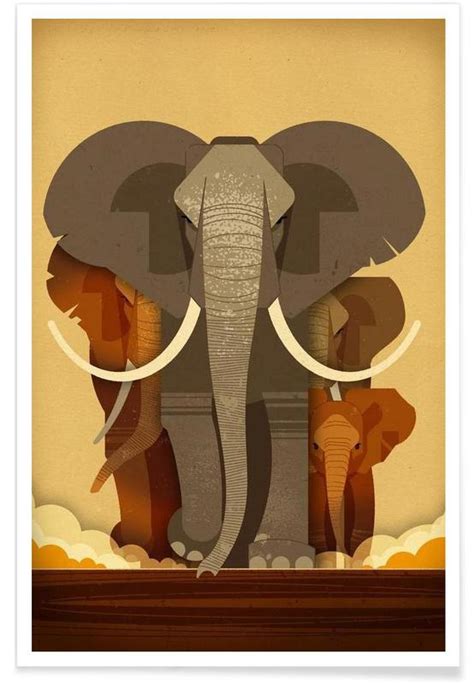 Vintage Elephants Poster Juniqe