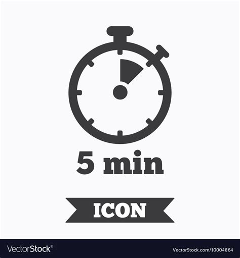 Timer Sign Icon 5 Minutes Stopwatch Symbol Vector Image