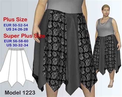 Pdf Sewing Pattern Womens Plus Size Skirt Sizes 24 34 Plus Size