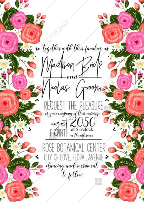 Rose Wedding Invitation Card Printable Template Pdf