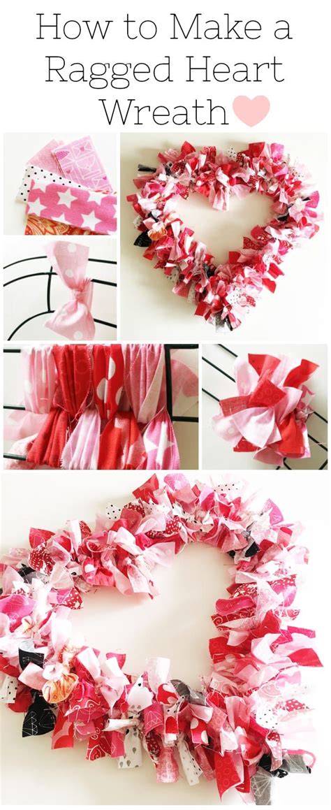 Heart Fabric Rag Wreath Tutorial Rag Wreath Tutorial Diy Valentines