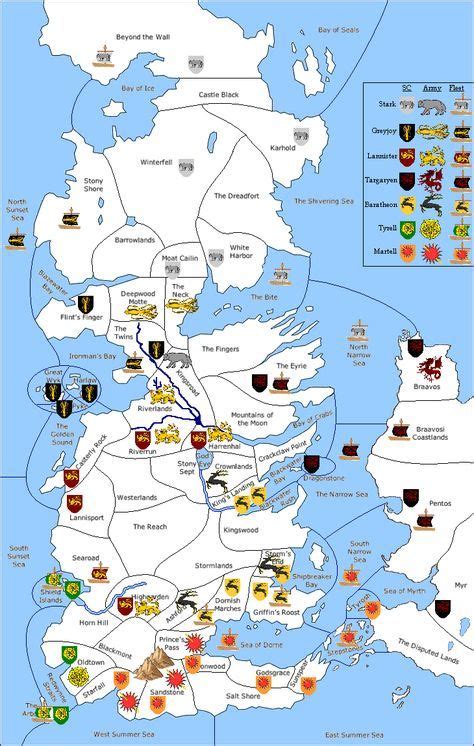Westeros Map Fogo E Gelo Game Of Thrones Mapa