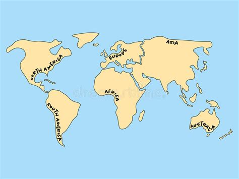 Mapa Simplificado Do Mundo No Cinza Com Rotulagem Do Nome De País Mapa