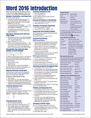 Microsoft Word 2016 Introduction Quick Reference Guide Windows