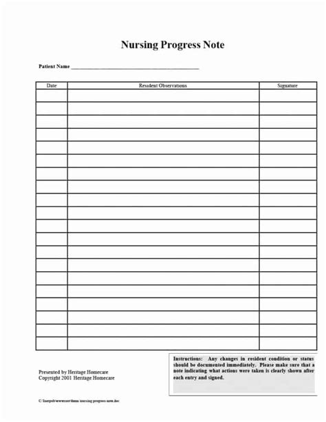 Nursing Progress Notes Template Pdf Template