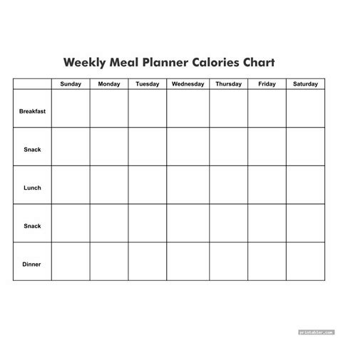 Printable Meal Planner Calorie Charts Gridgit Com