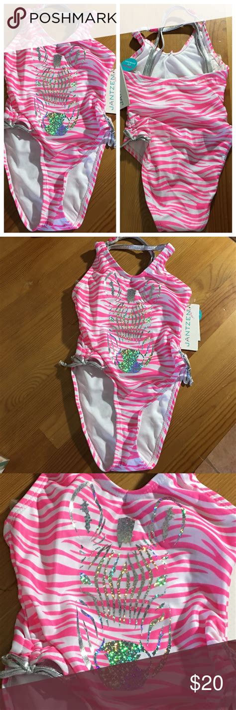 Jantzen 4t Zebra Pink White Swimsuit Bathing Suit New With Tags Jantzen