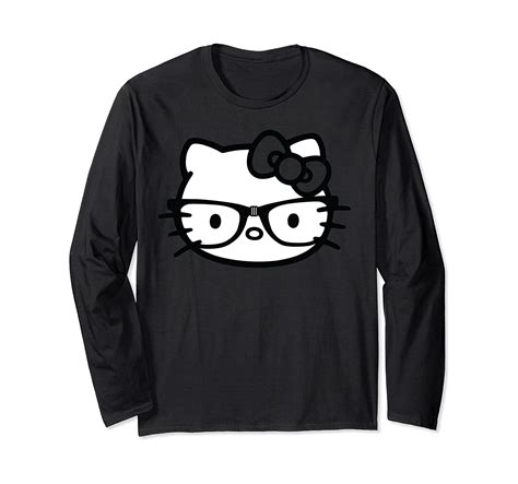 hello kitty black and white nerd glasses long sleeve t shirt