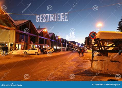 Night View Of The Main Entrance Road To Sestriere Turin Piedmont