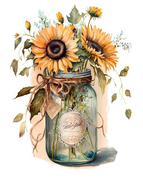 Free Mason Jar Sunflowers Printable For Mother S Day In 2023