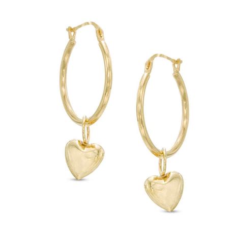 Hoop With Heart Dangle Earrings In K Gold Zales Dangle Hoop