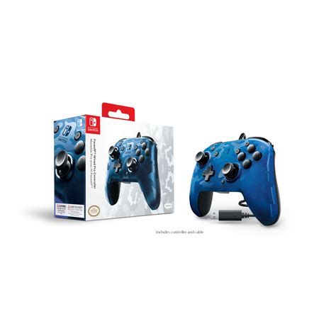 Pdp Nintendo Switch Faceoff Camo Wired Pro Controller Blue 500 119 Na