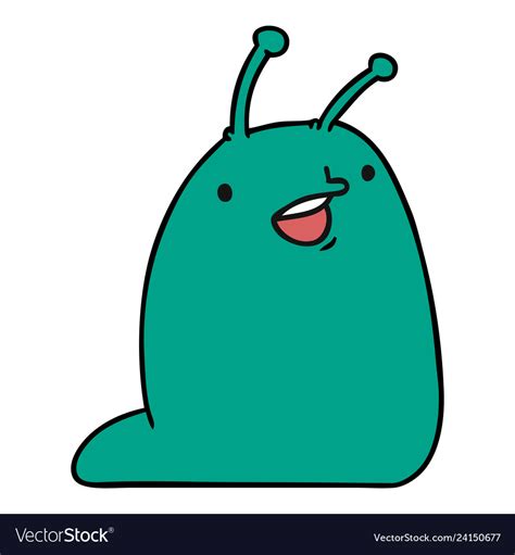 Cartoon Of A Cute Kawaii Slug Royalty Free Vector Image