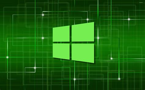 Windows 10 Green Simple Logo On A Network Wallpaper Computer