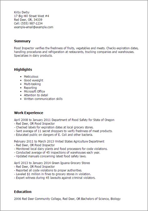 Best quality assurance resume example | livecareer. #1 Food Inspector Resume Templates: Try Them Now ...