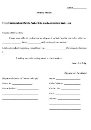 Sample Joining Reports In Pdf Ms Word